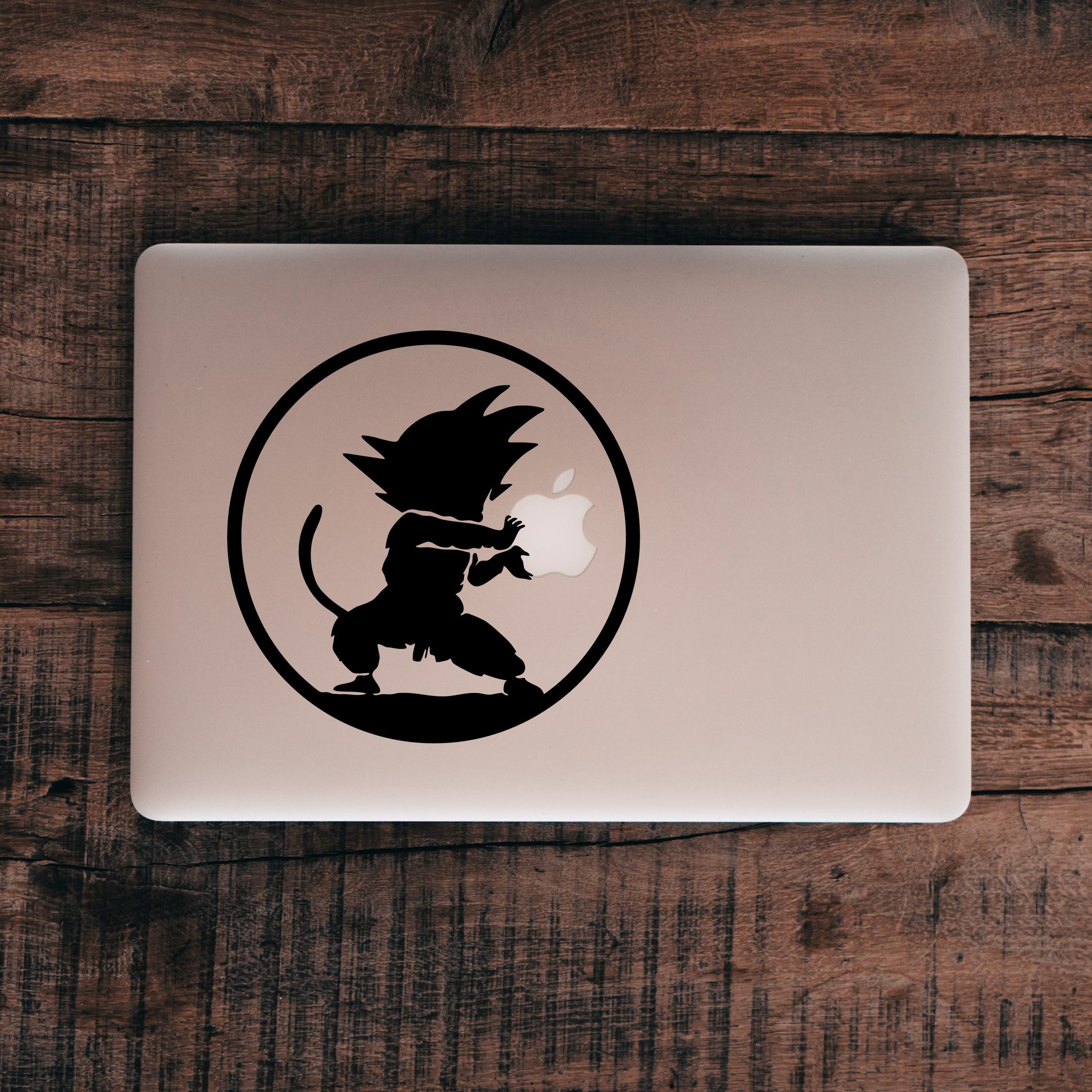 Baby Goku Vinyl Decal – Dragon Ball Z Monkey Form Power Stance Circle Sticker for Cars & Laptops