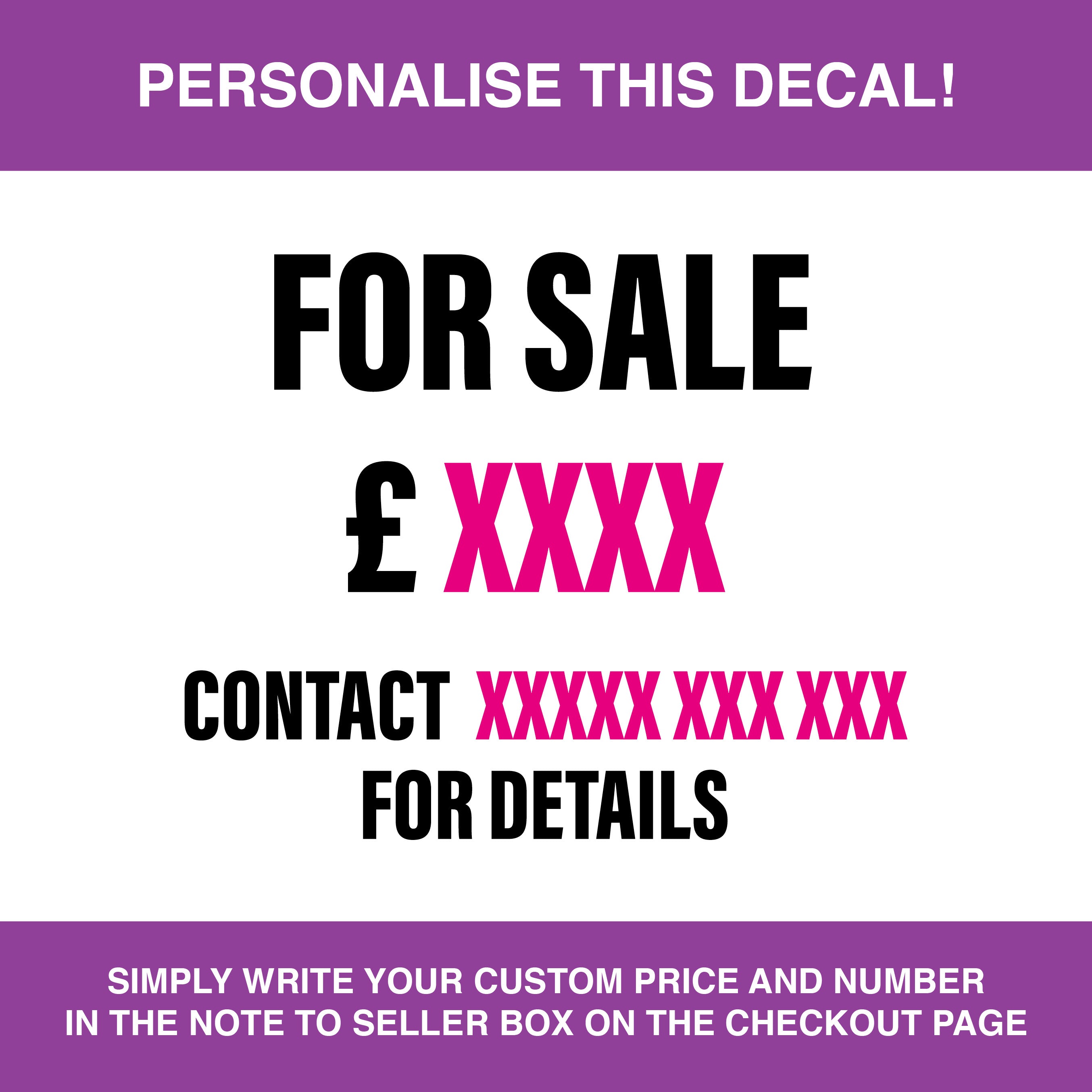 Personalised for sale decal sticker for vehicles