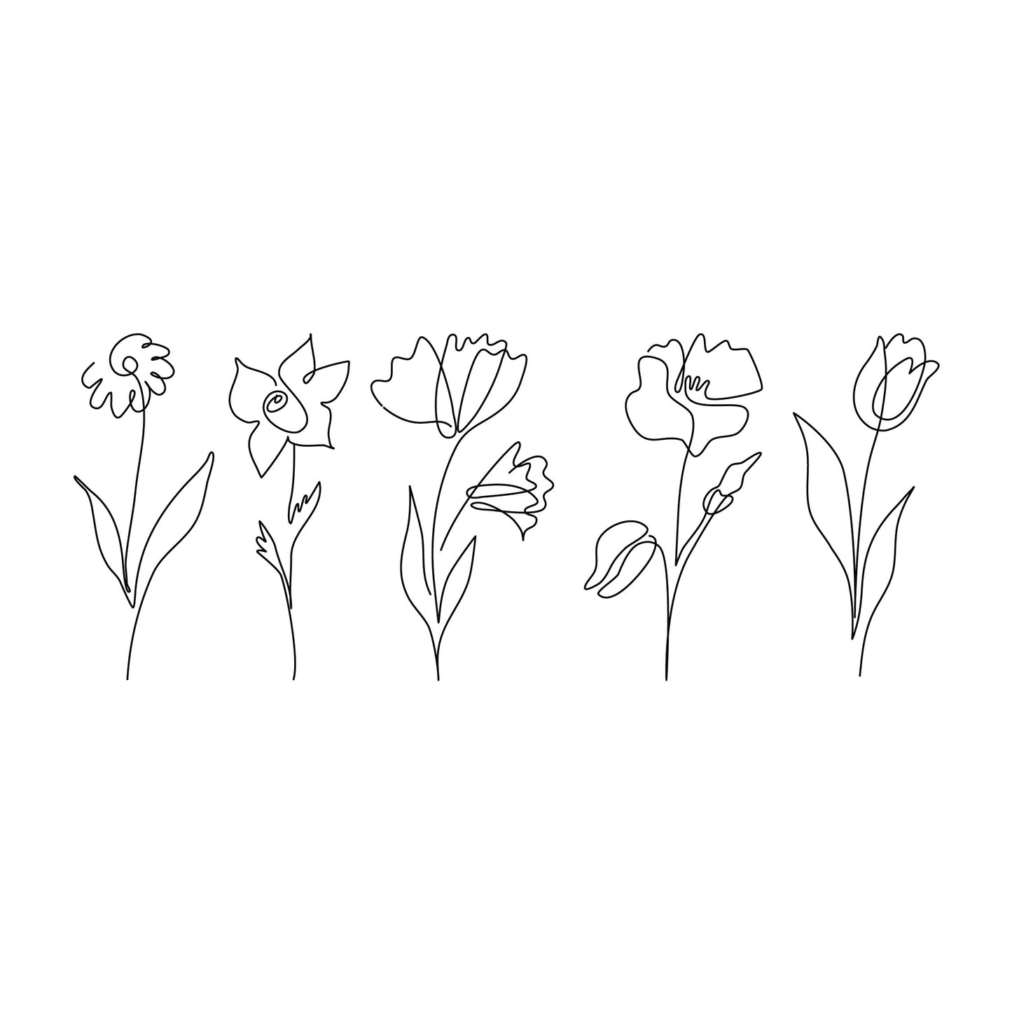 Oversized Flower Wall Decal Sticker Pack – 5 Large Vinyl Floral Designs for Home, Office & Event Decor (45x110cm Each)
