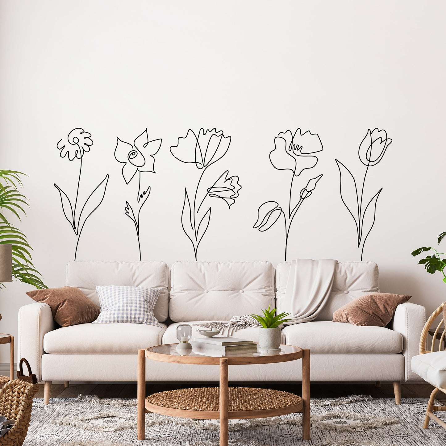 Oversized Flower Wall Decal Sticker Pack – 5 Large Vinyl Floral Designs for Home, Office & Event Decor (45x110cm Each)