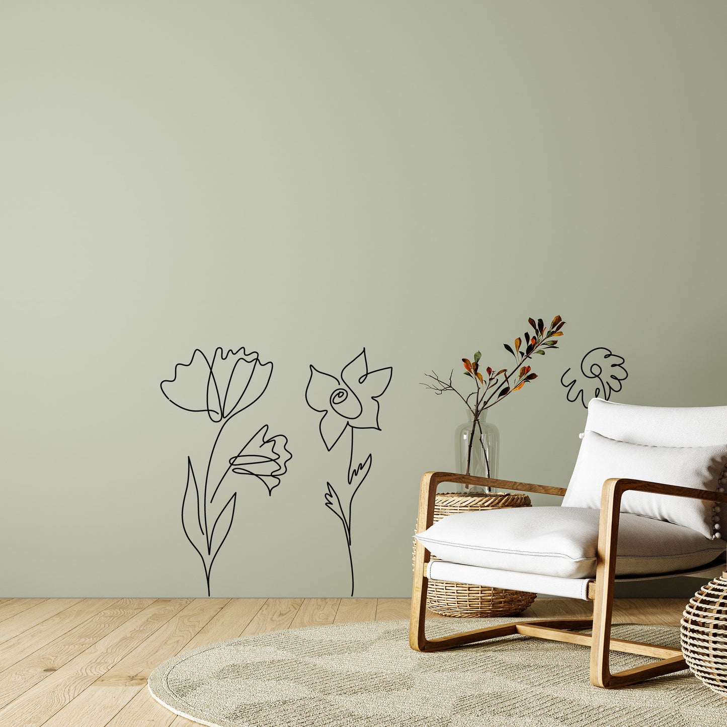 Oversized Flower Wall Decal Sticker Pack – 5 Large Vinyl Floral Designs for Home, Office & Event Decor (45x110cm Each)