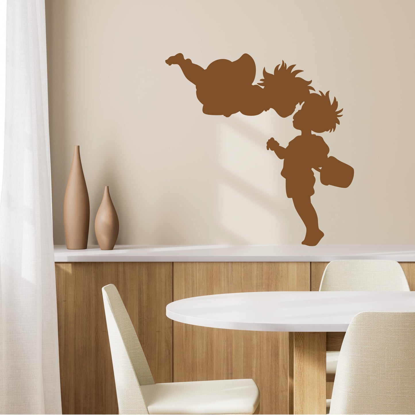 Ponyo and Sosuke Vinyl Decal โ Cute Studio Ghibli Sticker with Floating Ponyo Above Sosuke