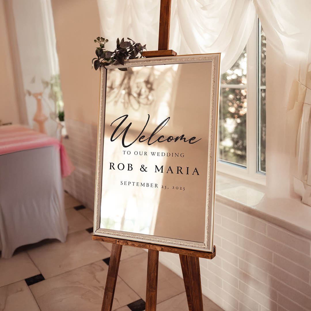 Personalised Wedding Welcome Sign – Custom Vinyl decal with Names & Colours