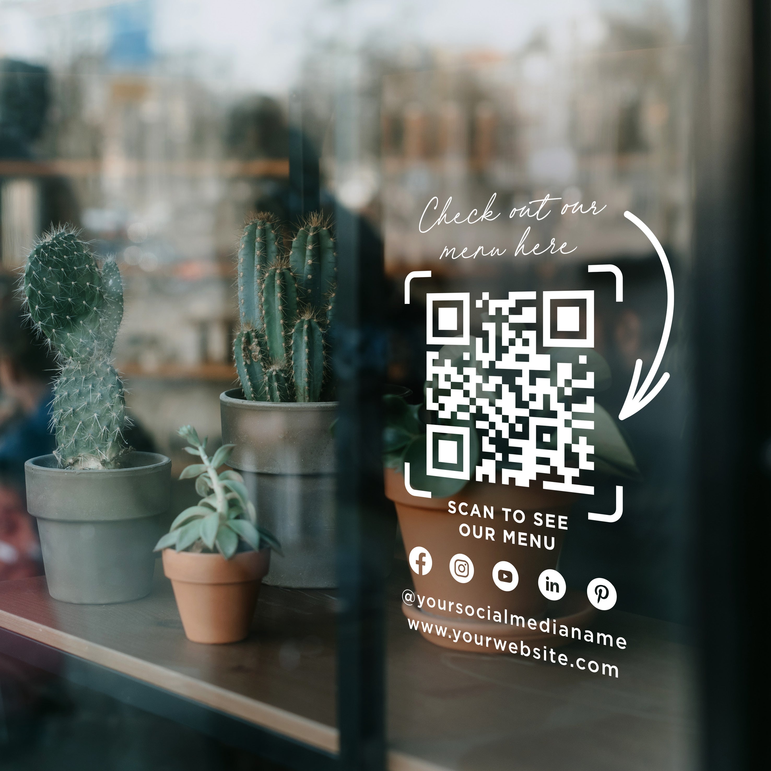 Custom QR Code & Social Media Vinyl Decal – Personalised Sticker for Menus, Shops, Salons & Small Businesses