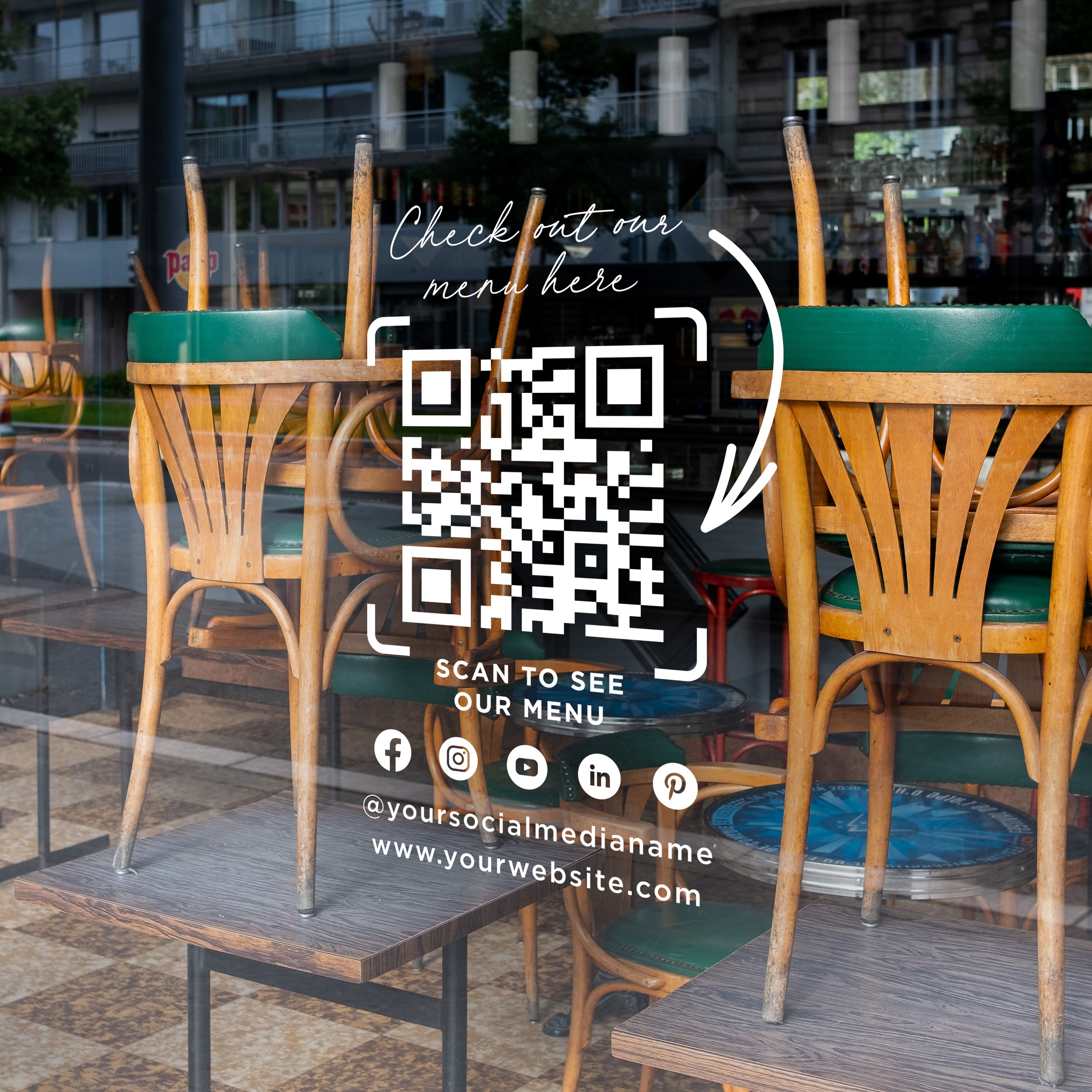 Custom QR Code & Social Media Vinyl Decal – Personalised Sticker for Menus, Shops, Salons & Small Businesses