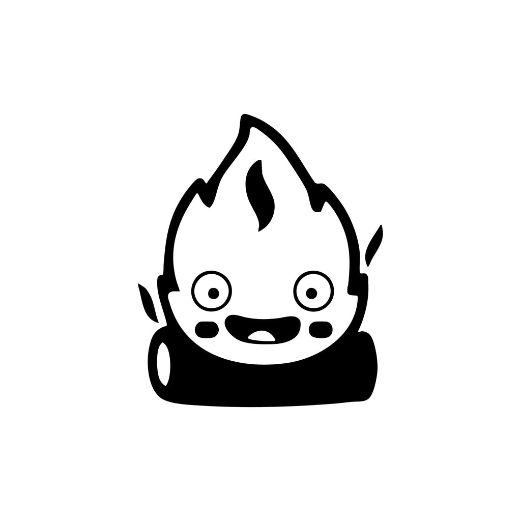 Howels Moving Castle – Calcifer Fire Decal – Smiling laptop decal