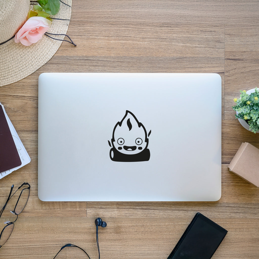 Howels Moving Castle – Calcifer Fire Decal – Smiling laptop decal