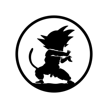 Baby Goku Vinyl Decal – Dragon Ball Z Monkey Form Power Stance Circle Sticker for Cars & Laptops