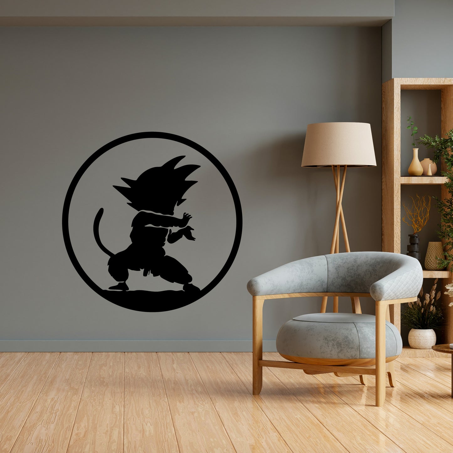 Baby Goku Vinyl Decal – Dragon Ball Z Monkey Form Power Stance Circle Sticker for Cars & Laptops