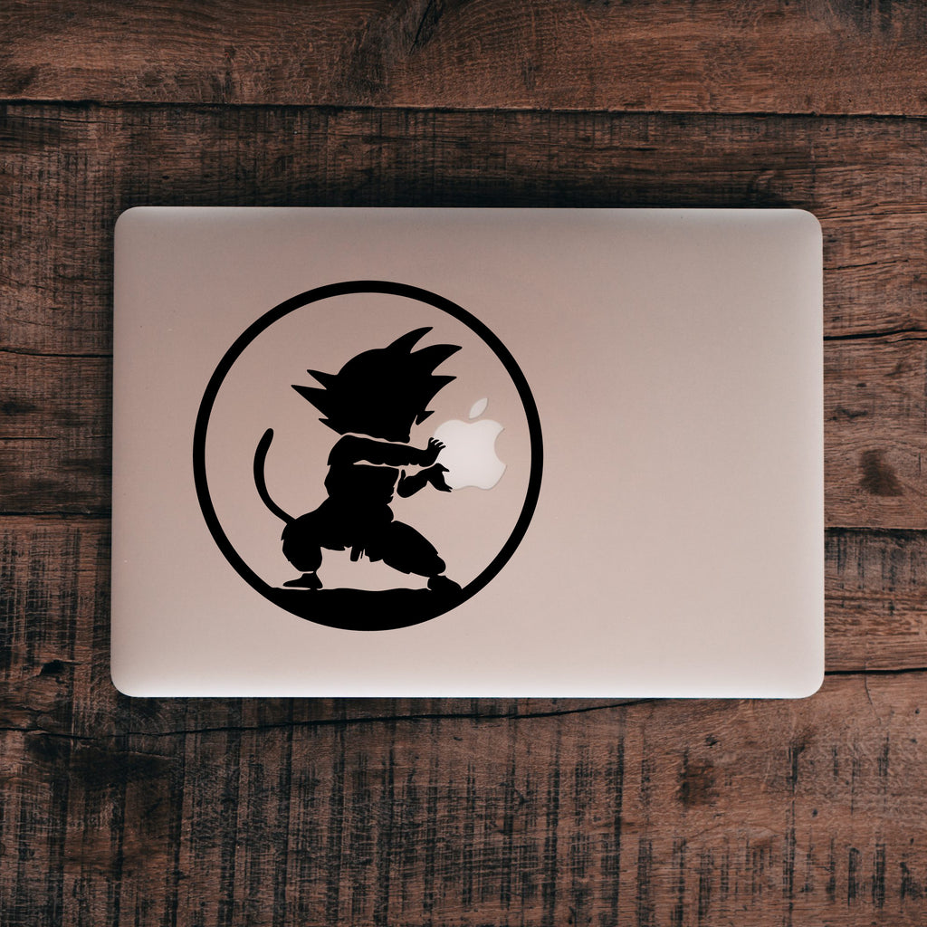 Baby Goku Vinyl Decal – Dragon Ball Z Monkey Form Power Stance Circle Sticker for Cars & Laptops