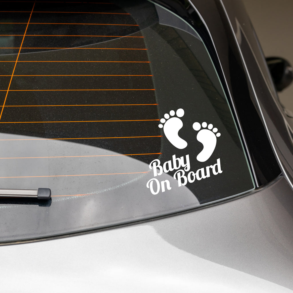 Baby on Board Decal with Kids Feet - Safety sticker for cars