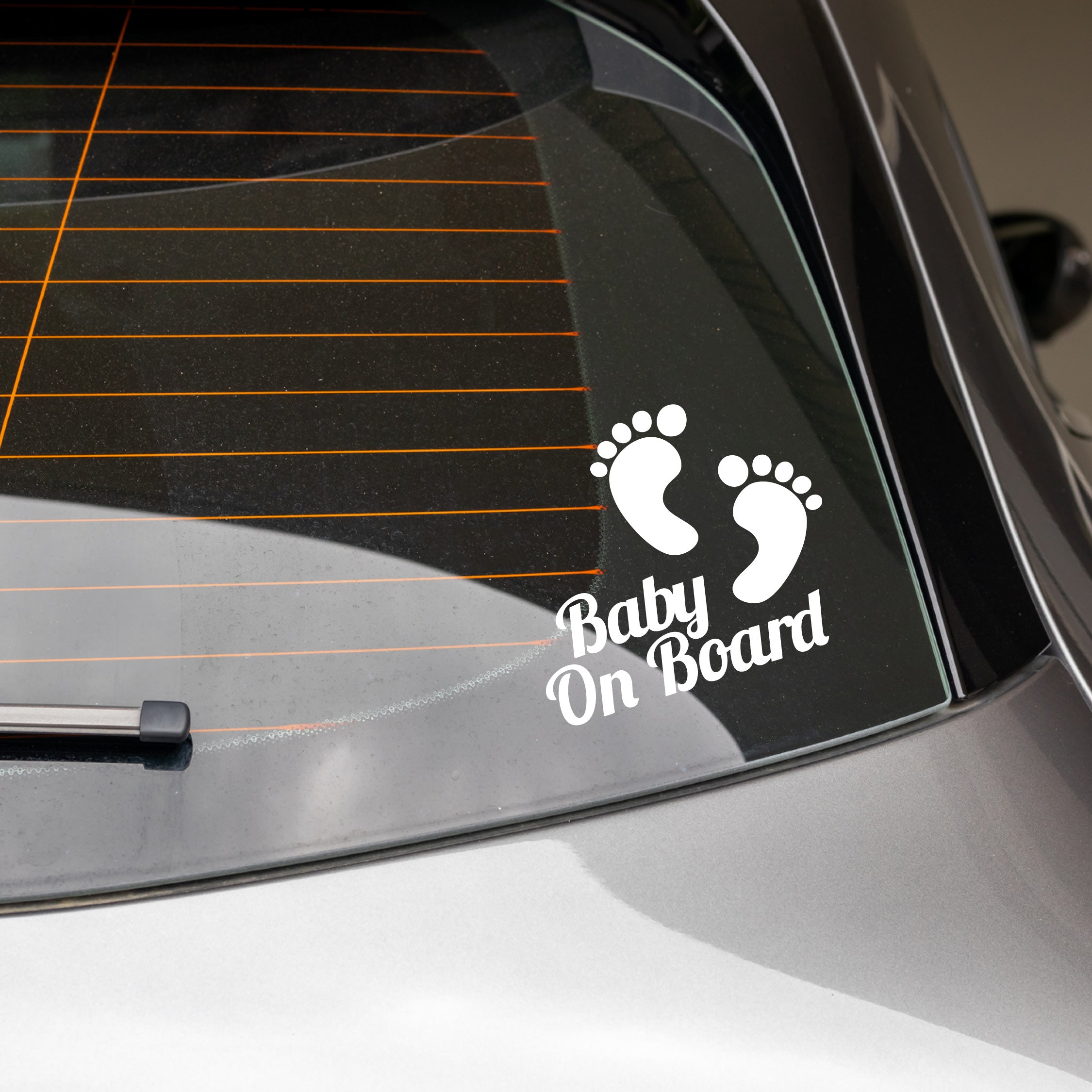 Baby on Board Decal with Kids Feet - Safety sticker for cars
