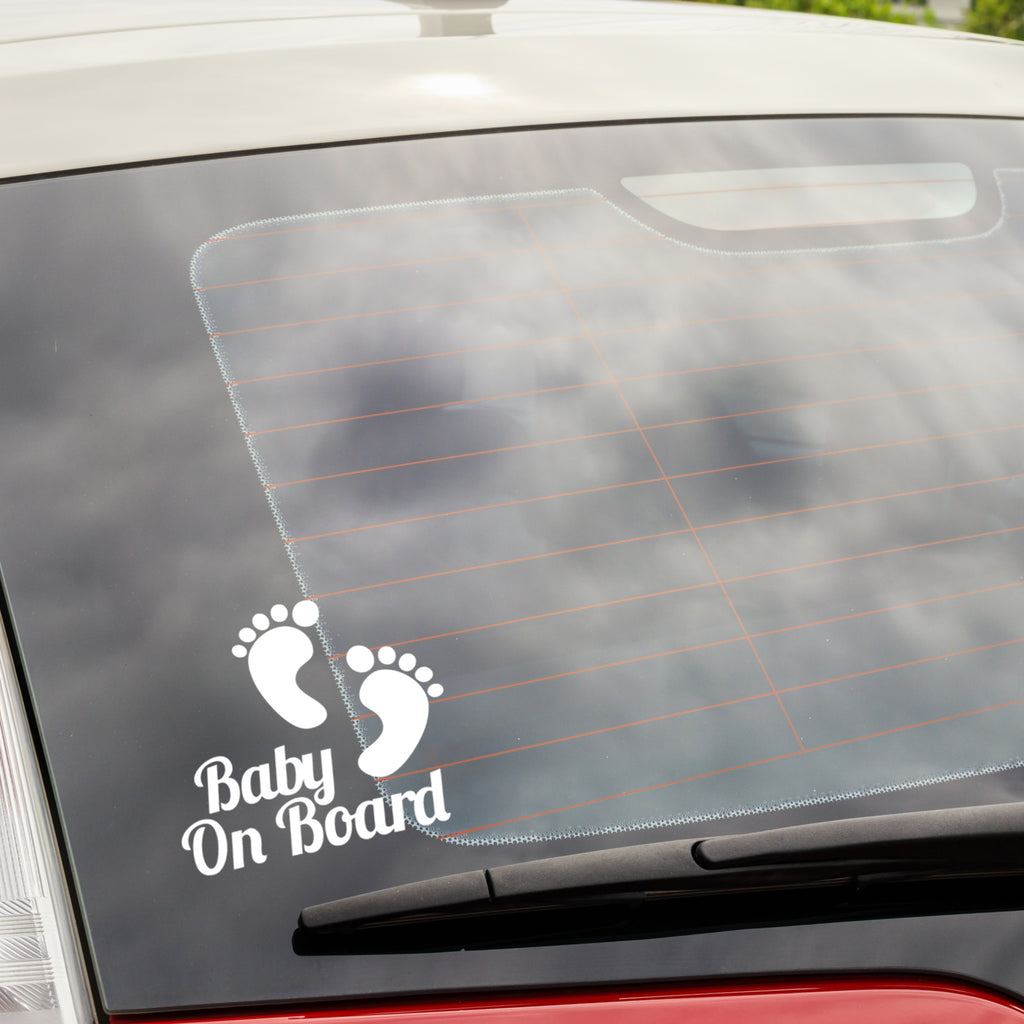 Baby on Board Decal with Kids Feet - Safety sticker for cars