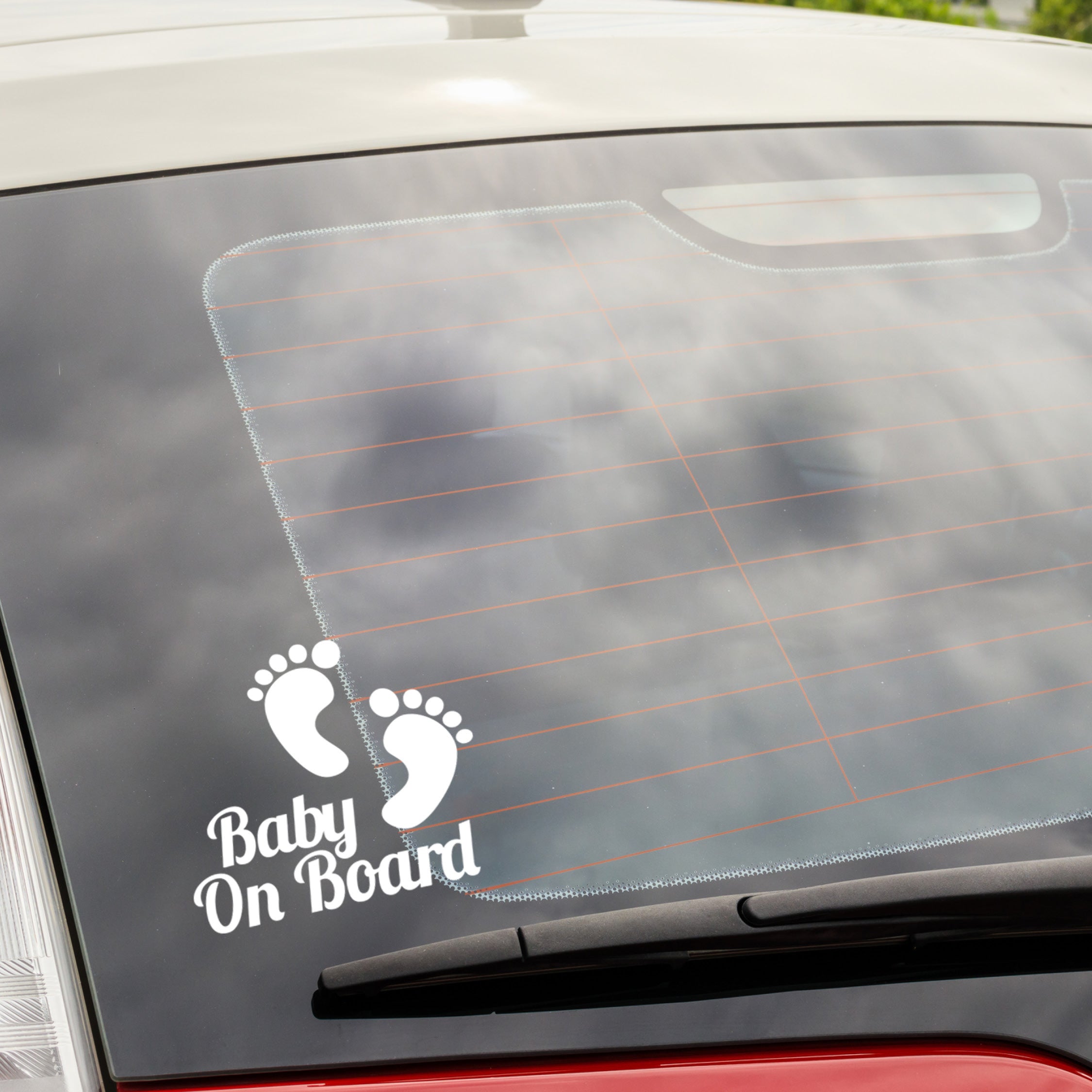 Baby on Board Decal with Kids Feet - Safety sticker for cars