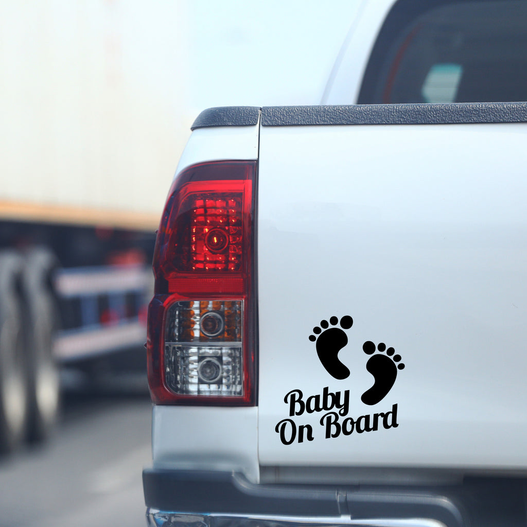 Baby on Board Decal with Kids Feet - Safety sticker for cars