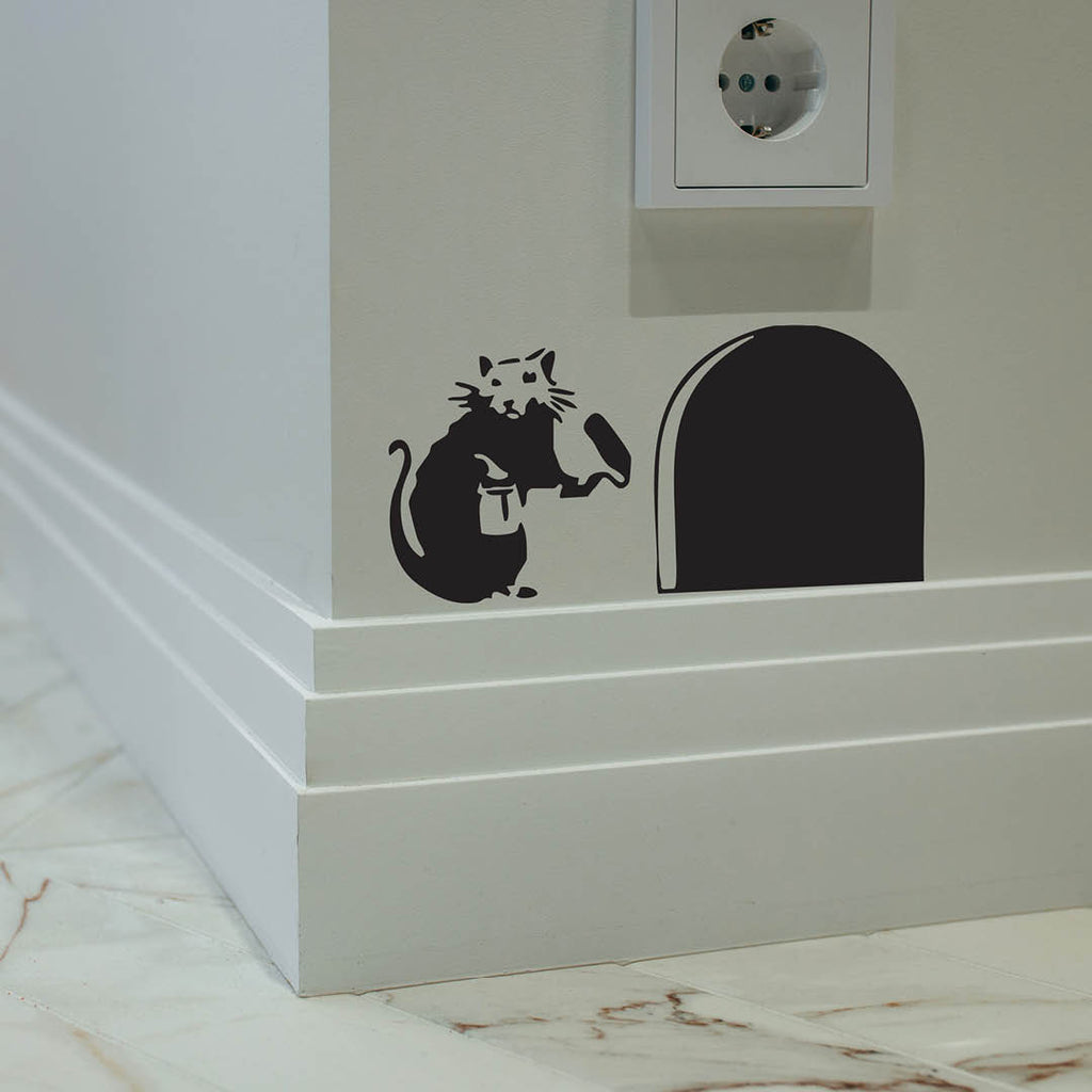 Banksy Rat Wall Decal – Street Art Inspired Vinyl Sticker for Doorways & Walls