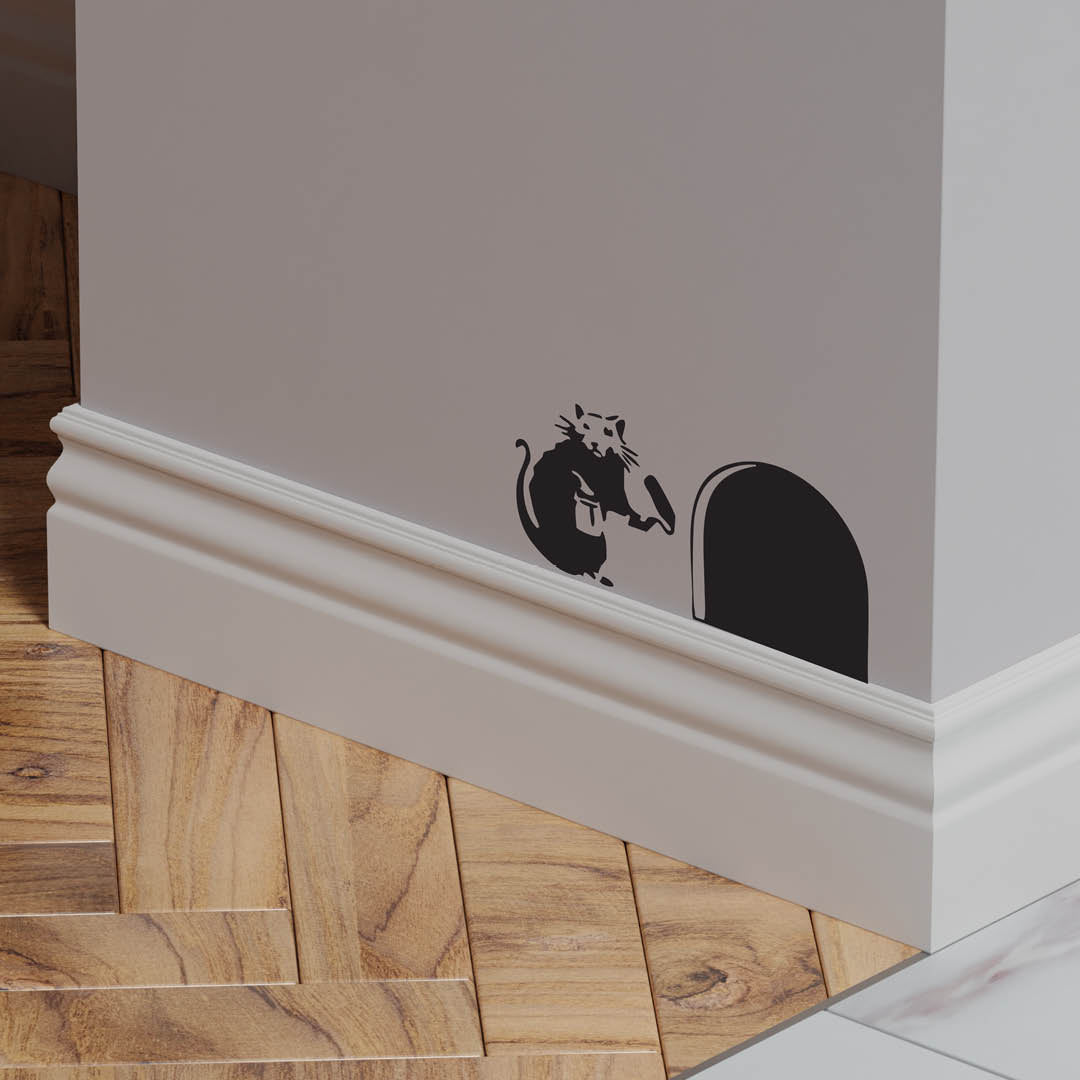 Banksy Rat Wall Decal – Street Art Inspired Vinyl Sticker for Doorways & Walls