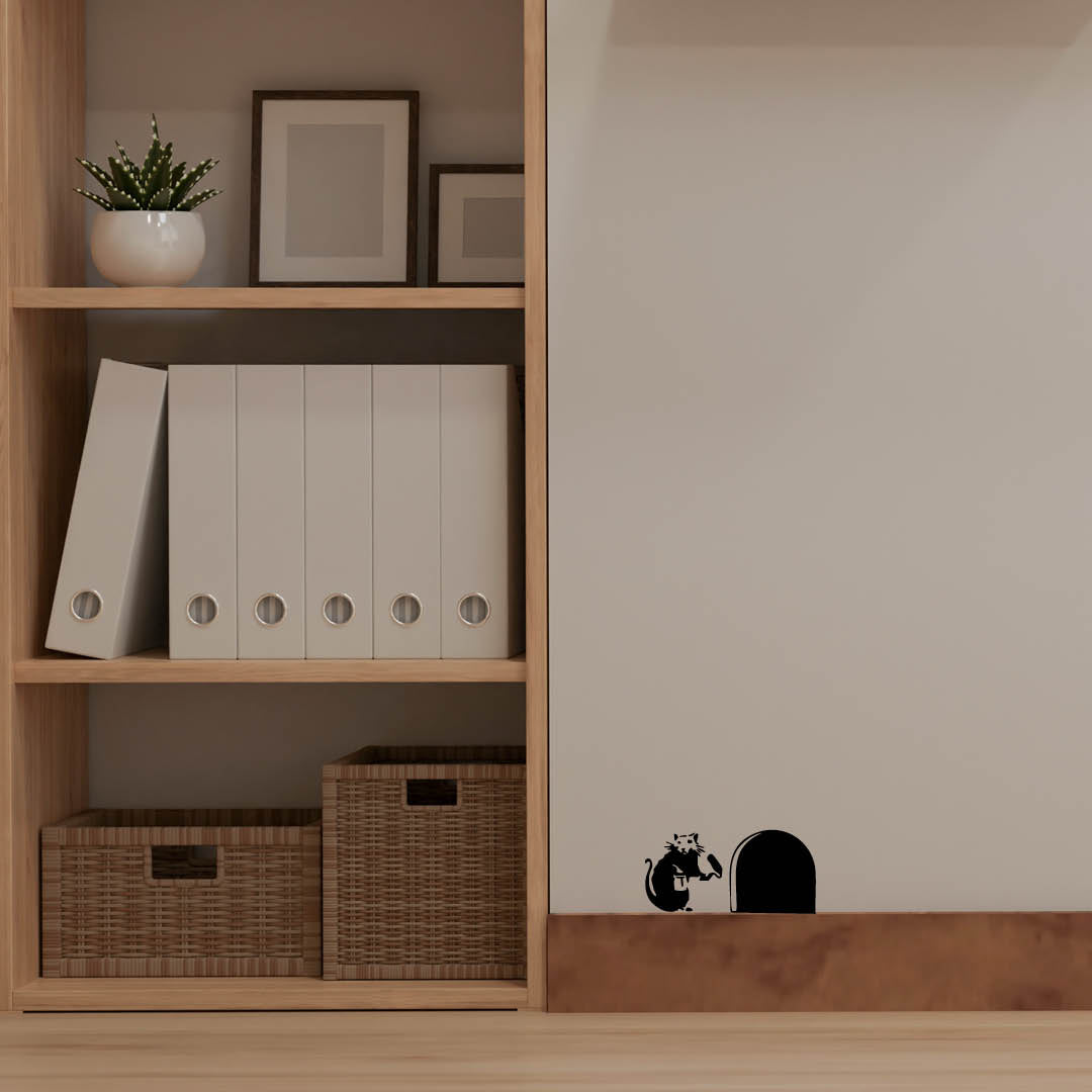 Banksy Rat Wall Decal – Street Art Inspired Vinyl Sticker for Doorways & Walls