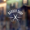 Barbershop Window Decal with Scissors - shopfront design sticker