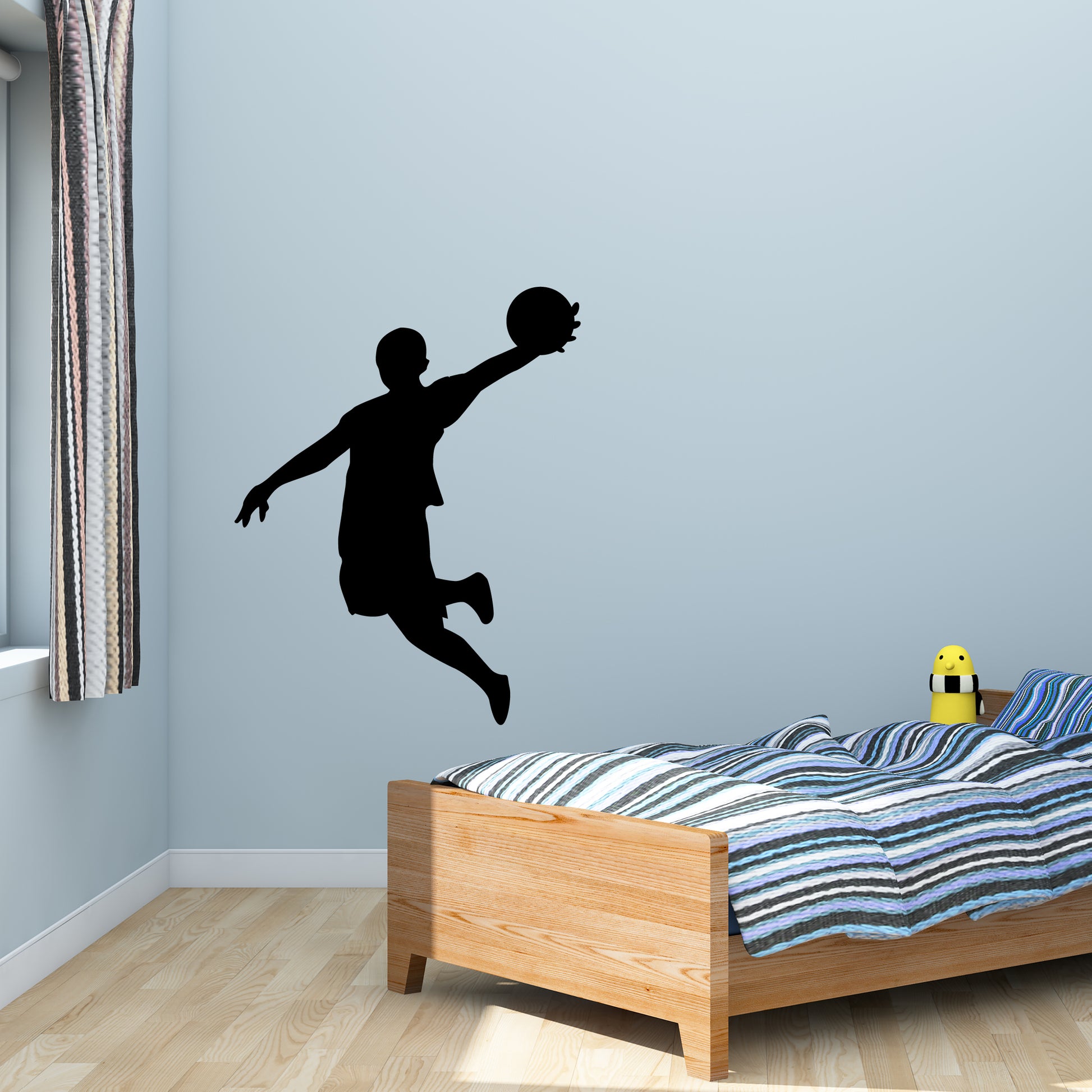 Basketball Man dunking basketball Jordan vinyl sticker decal for kids room above desk