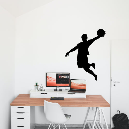 Basketball Man dunking basketball Jordan vinyl sticker decal for kids room above desk