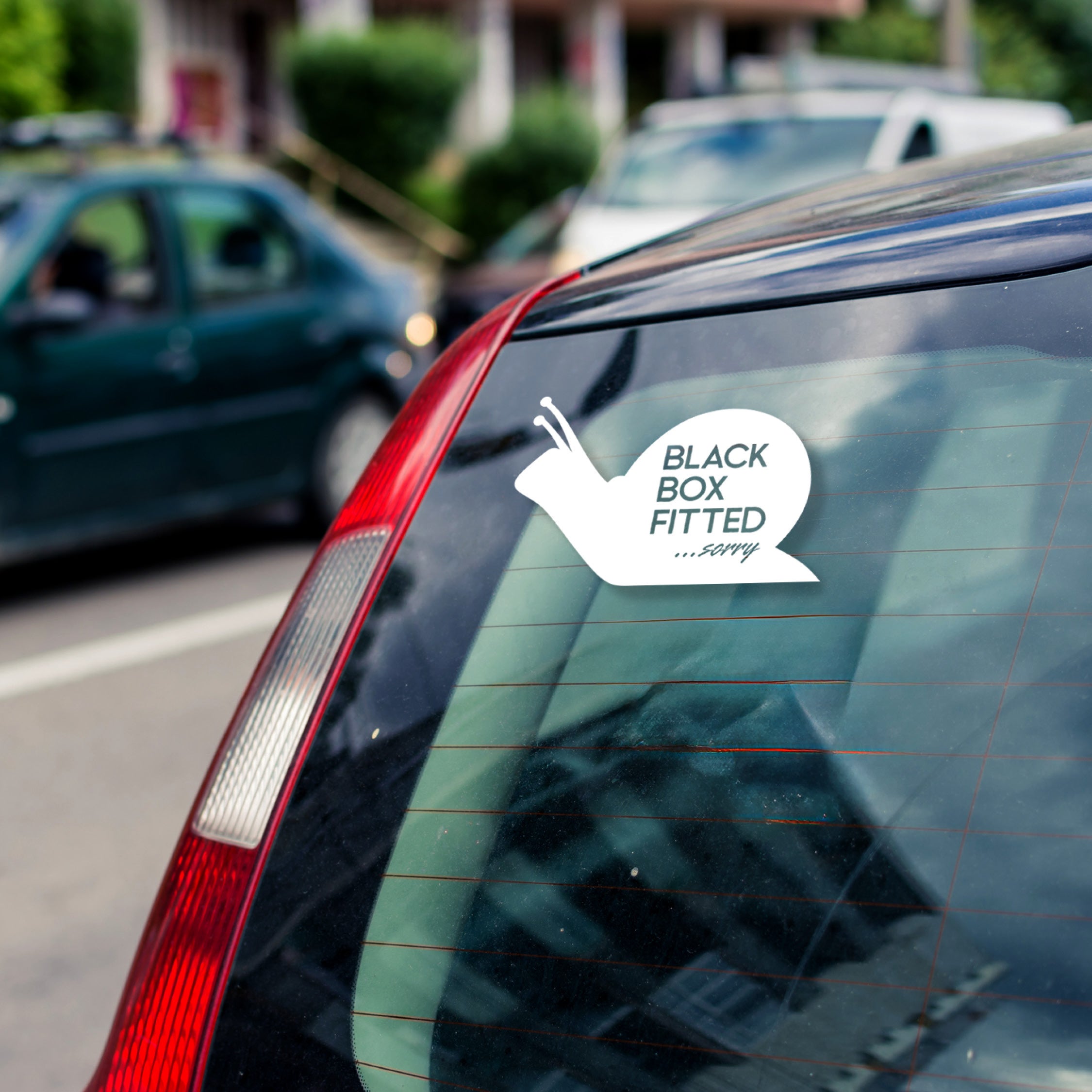 Black Box Car Decal – Funny Snail Shape Vinyl Sticker | Slow Car Humour, JDM Style