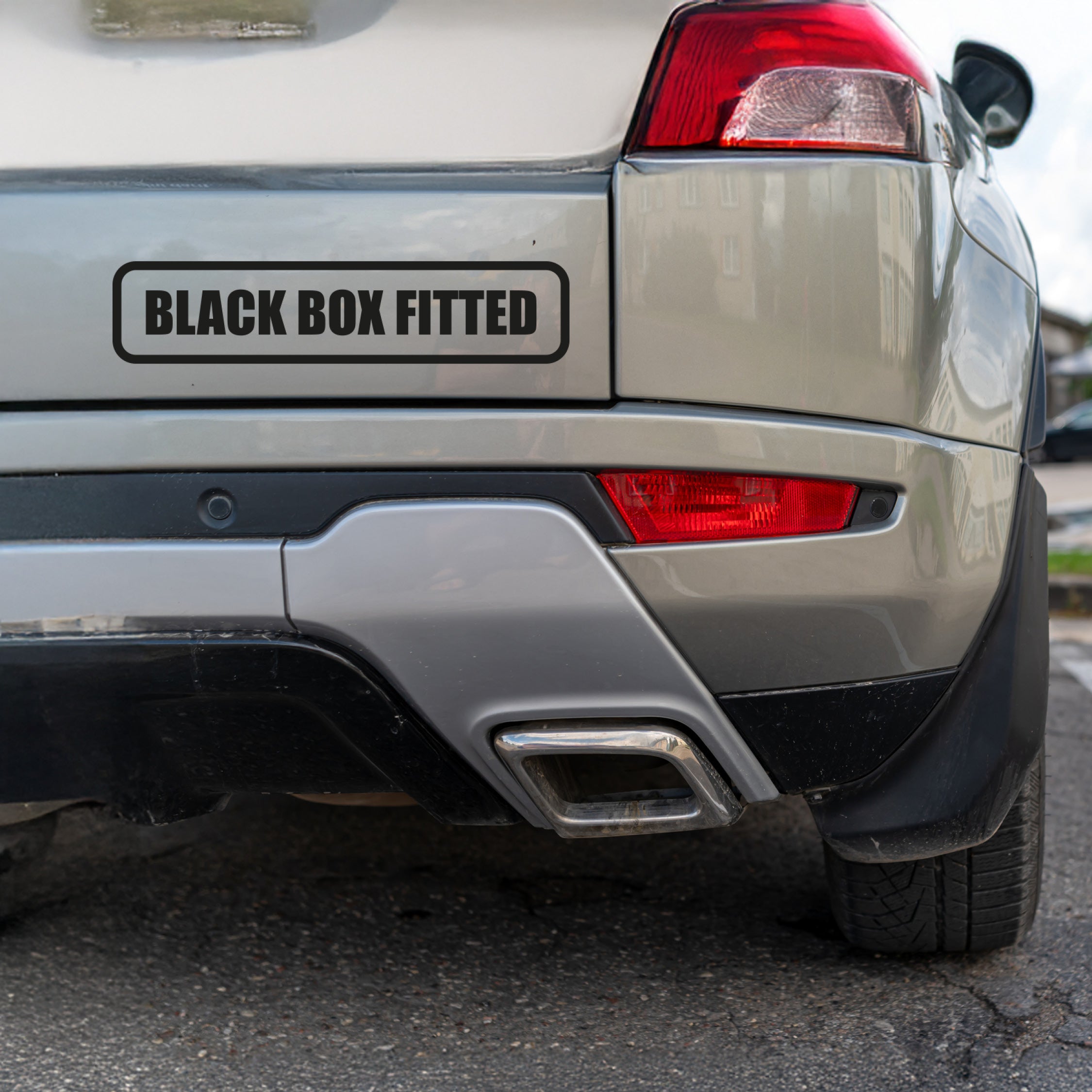 Black Box Car Decal – Rounded Outline Vinyl Sticker | Bold Text Design
