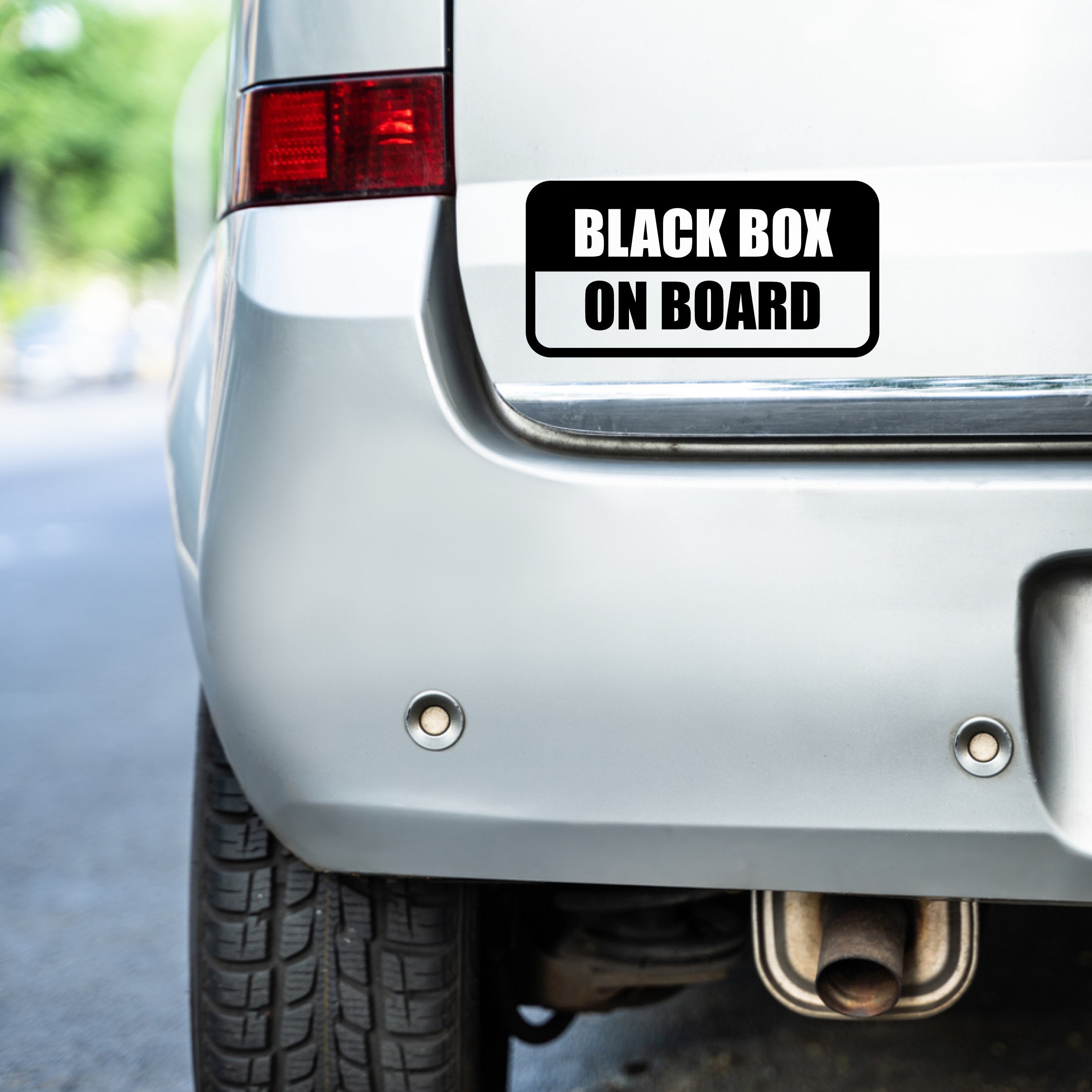Black Box Car Decal – Stacked Text Rounded Box Vinyl Sticker | Bold Automotive Design
