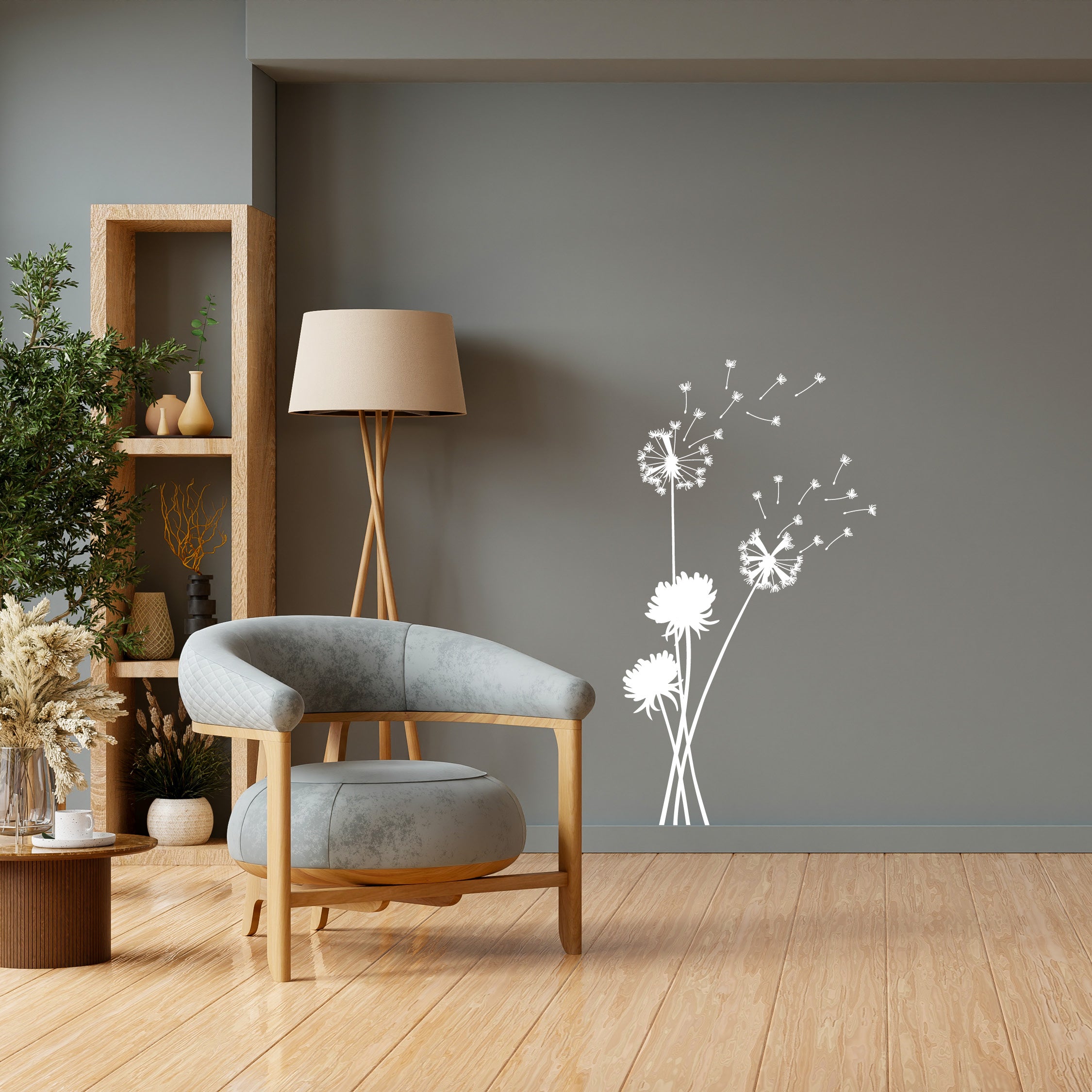 Blowing Dandelion Wall Decal Sticker – Elegant Vinyl Mural with Flying Seeds for Bedrooms, Living Rooms & Hallways