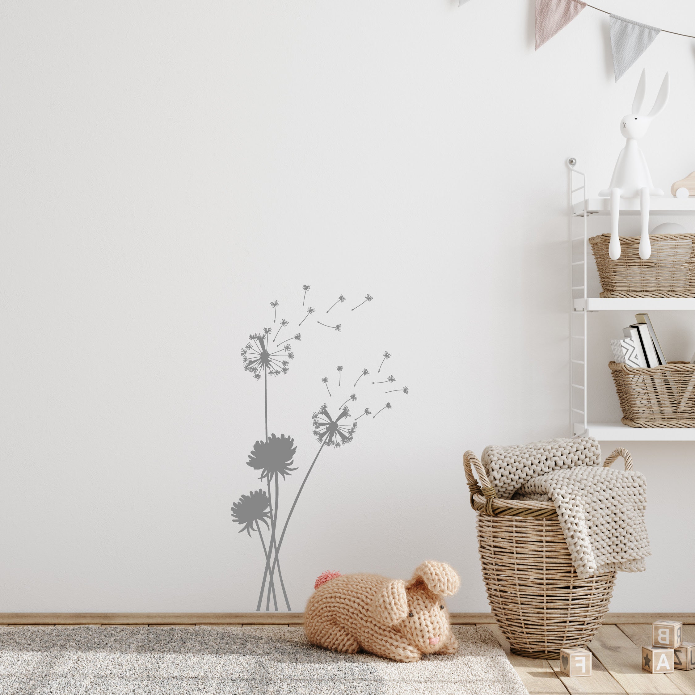 Blowing Dandelion Wall Decal Sticker – Elegant Vinyl Mural with Flying Seeds for Bedrooms, Living Rooms & Hallways