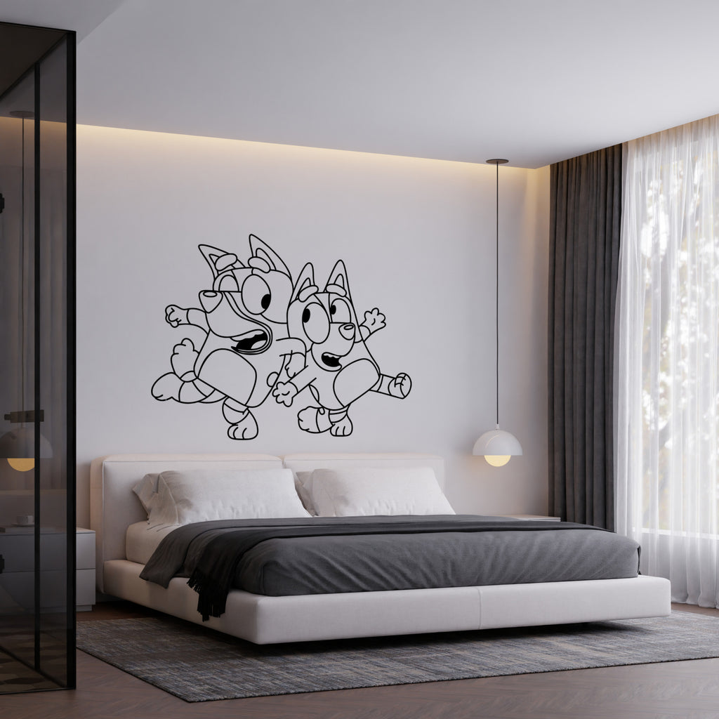 Bluey & Dad Dancing Wall Decal – Fun childrens wall decal