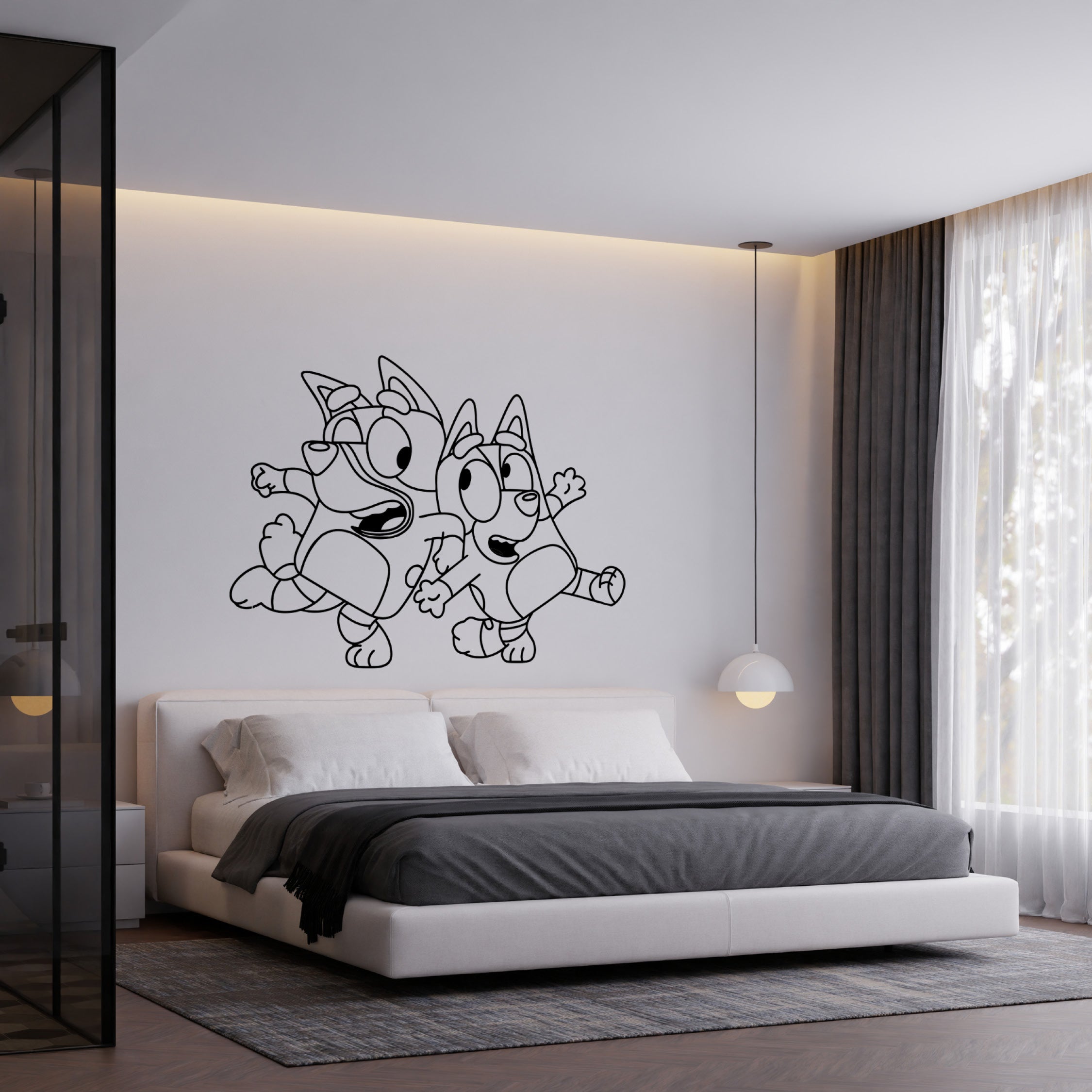 Bluey & Dad Dancing Wall Decal – Fun childrens wall decal
