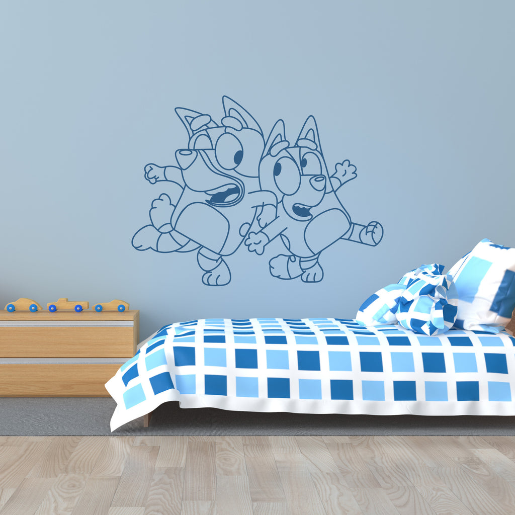 Bluey & Dad Dancing Wall Decal – Fun childrens wall decal