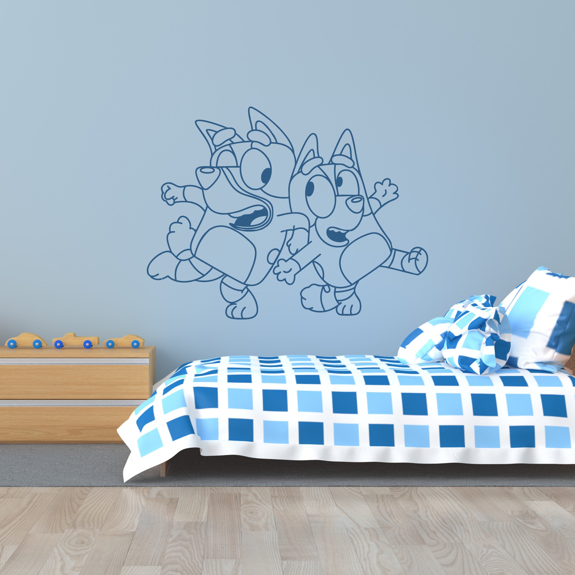 Bluey & Dad Dancing Wall Decal – Fun childrens wall decal
