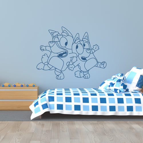 Bluey & Dad Dancing Wall Decal – Fun childrens wall decal