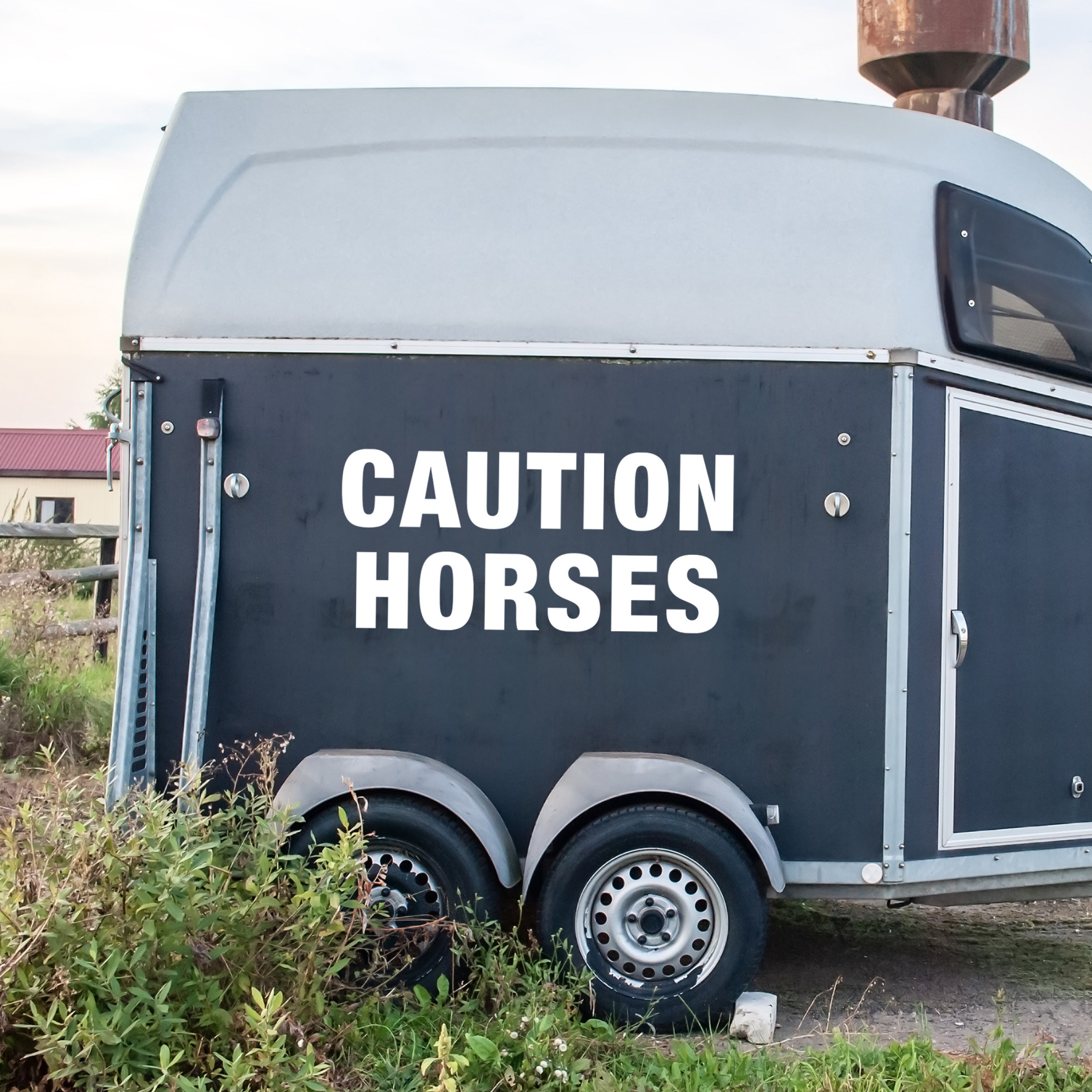 Caution Horses Vehicle Decal Sticker – Vinyl Safety Sign for Horse Trailers, Horseboxes & Towing Vehicles