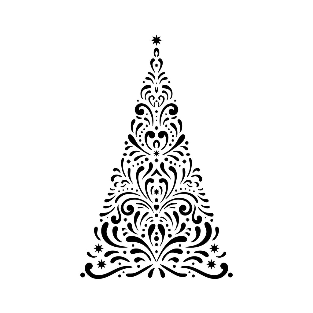 Large Detailed Christmas Tree Wall Decal – Removable Vinyl Holiday Wall Sticker for Home Décor