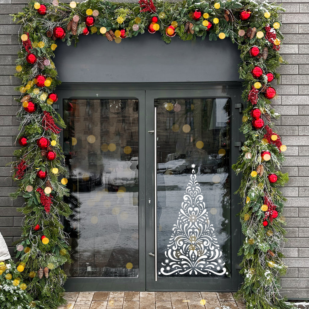 Large Detailed Christmas Tree Wall Decal – Removable Vinyl Holiday Wall Sticker for Home Décor