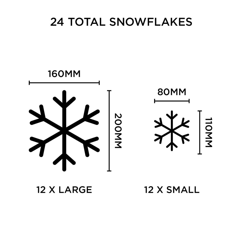 Snowflake Wall Decal Multipack – 24 Removable Vinyl Snowflakes for Holiday & Winter Décor