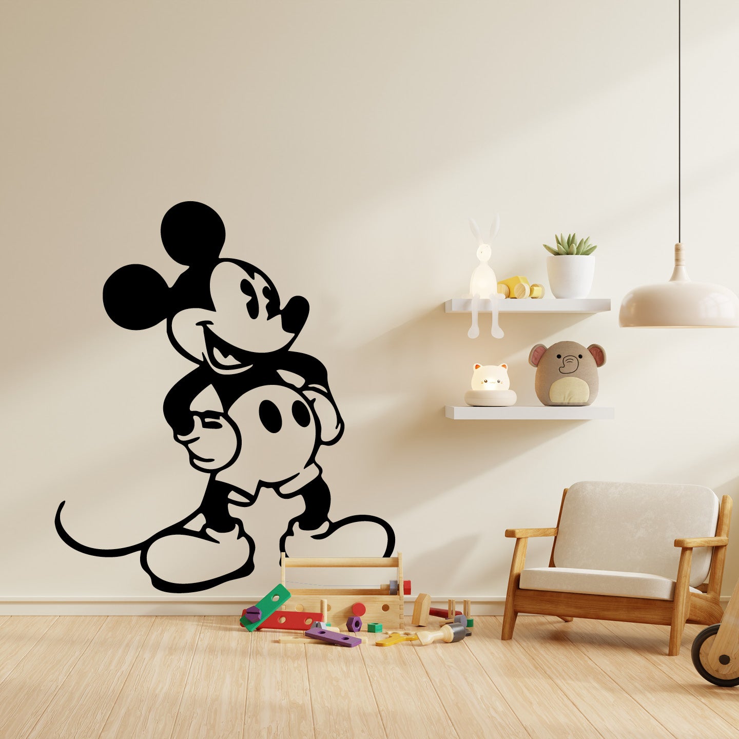 Classic Mickey Mouse Wall Decal – Disney Nursery & Kids Room Vinyl Wall Sticker, Playroom Decor