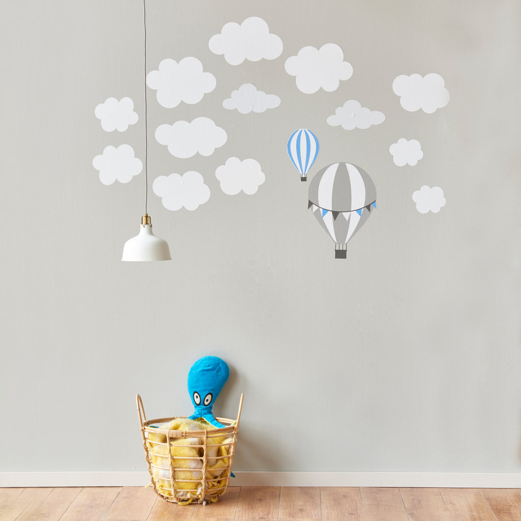 Cloud Vinyl Wall Decal Set – 15-Piece Random Shaped Stickers for Nursery & Kids’ Bedroom Decor