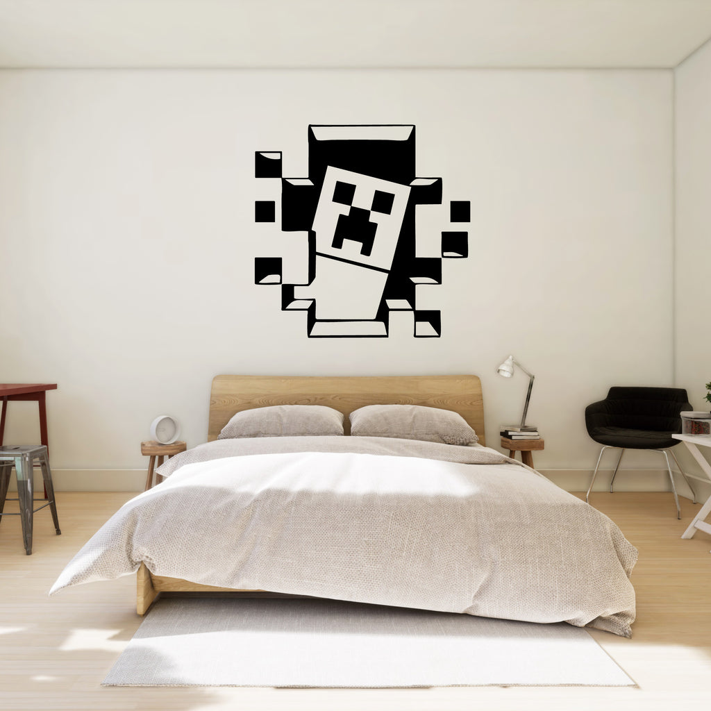 Minecraft Creeper Vinyl Wall Decal – Peeking Through Broken Wall | Official Minecraft Sticker