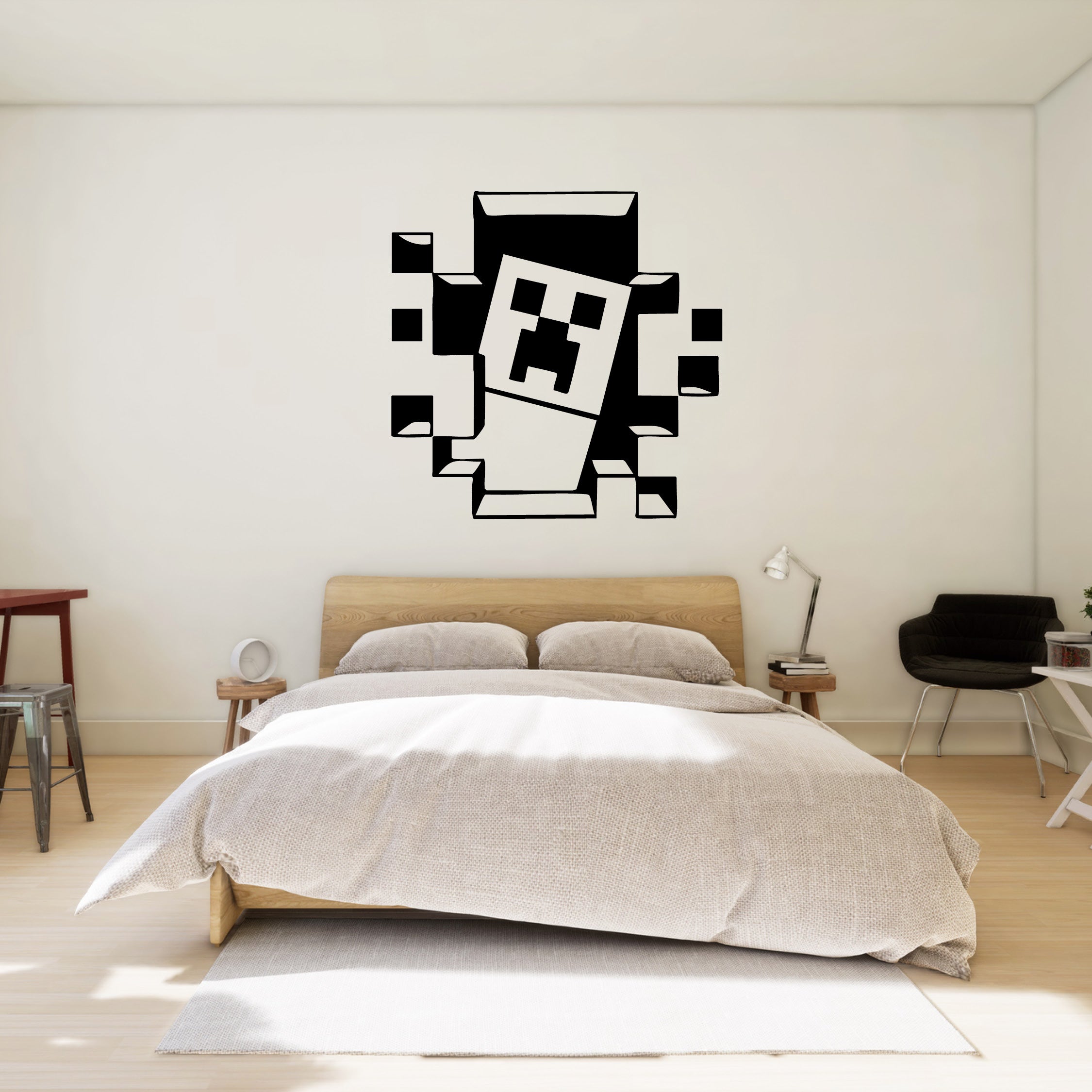 Minecraft Creeper Vinyl Wall Decal – Peeking Through Broken Wall | Official Minecraft Sticker