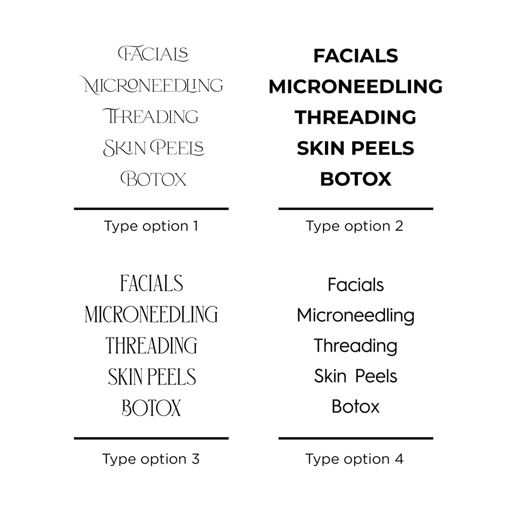 Custom Business Window Decal | Services List Basic | Vinyl Decal for Salon, Spa, Esthetics, Boutique, Shop, Restaurant, Medical Office