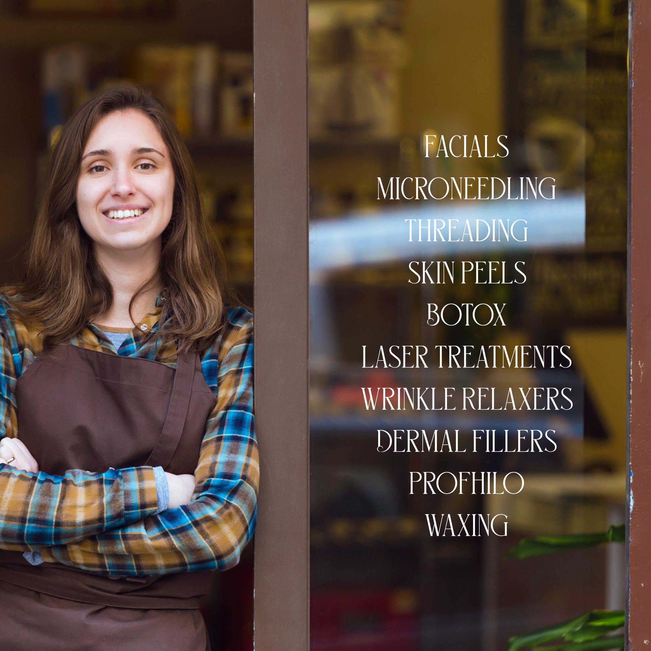 Custom Business Window Decal | Services List Basic | Vinyl Decal for Salon, Spa, Esthetics, Boutique, Shop, Restaurant, Medical Office