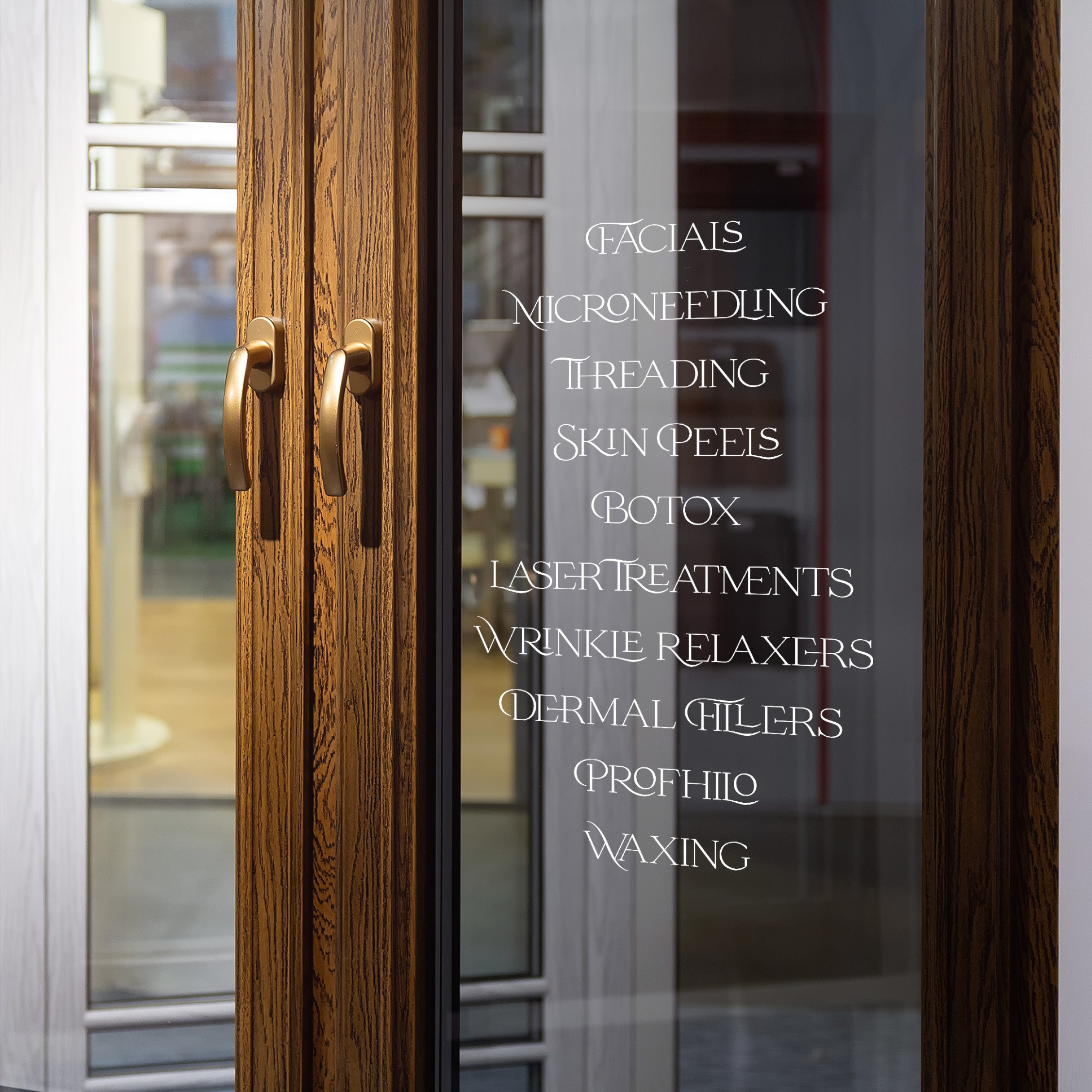 Custom Business Window Decal | Services List Basic | Vinyl Decal for Salon, Spa, Esthetics, Boutique, Shop, Restaurant, Medical Office