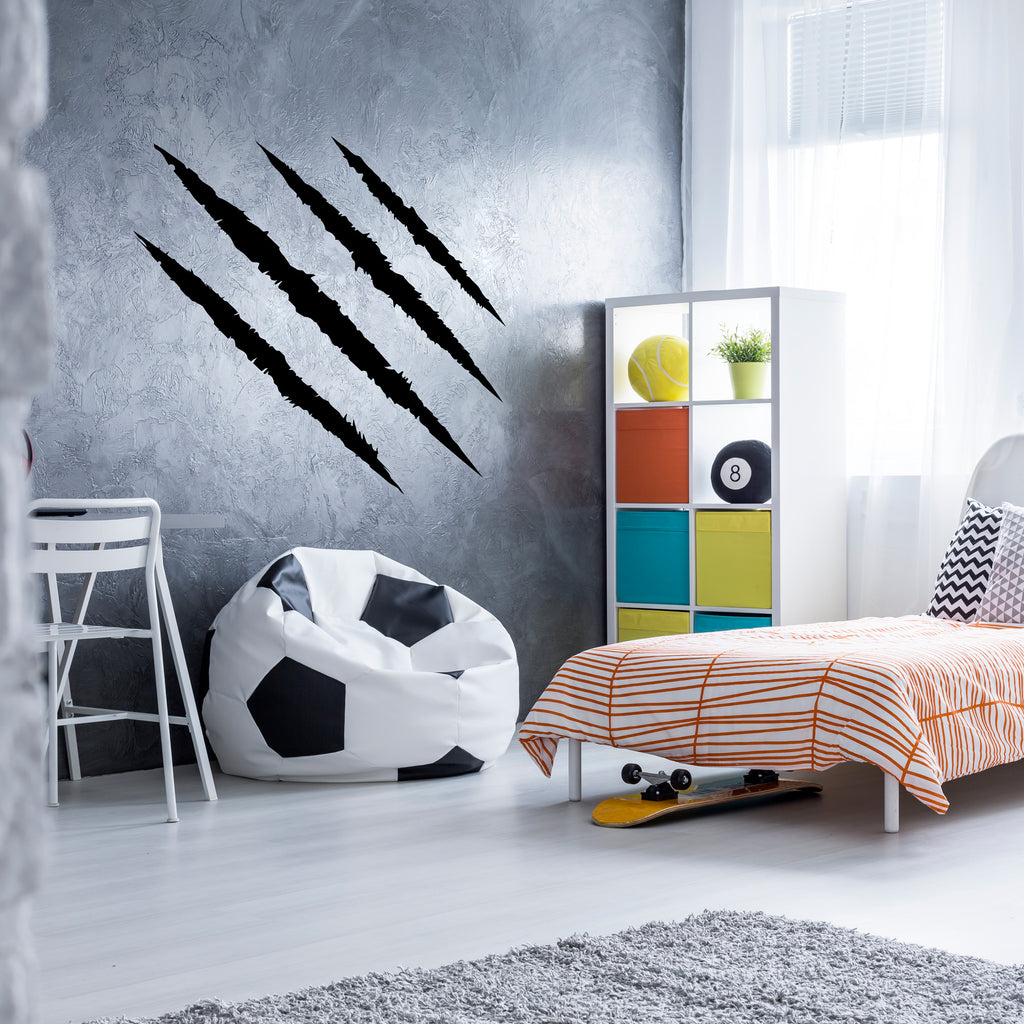 Dinosaur Claw Mark Rip Vinyl Decal – 4-Rip Scratch Sticker for Kids, Dino Fans & Themed Rooms