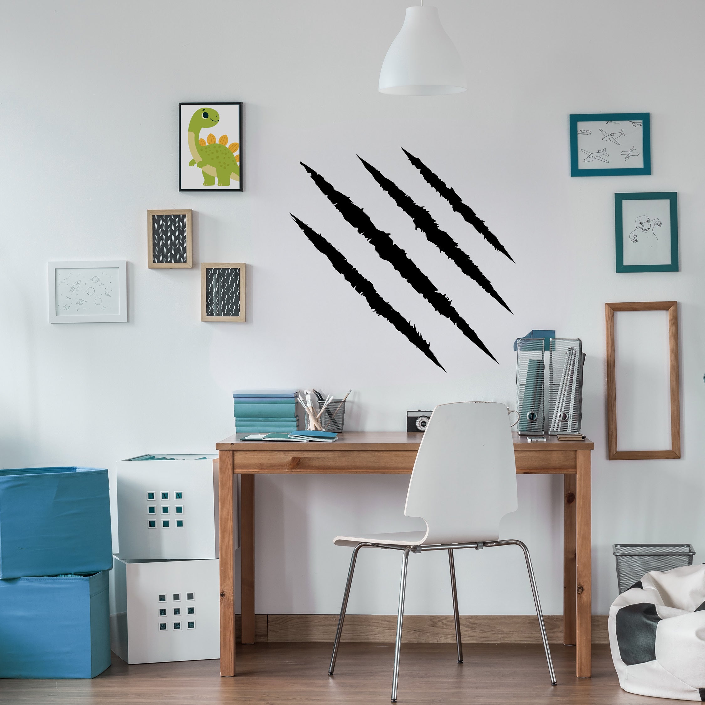 Dinosaur Claw Mark Rip Vinyl Decal – 4-Rip Scratch Sticker for Kids, Dino Fans & Themed Rooms