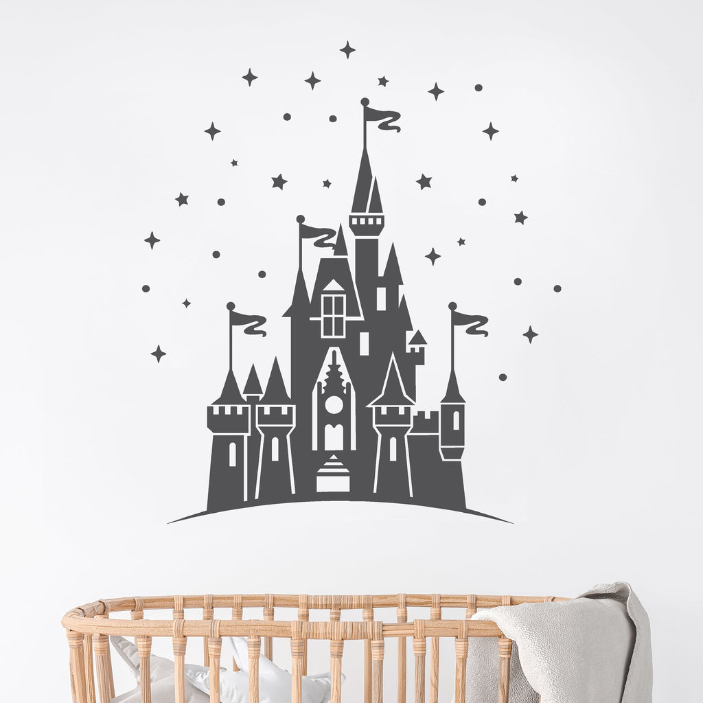 Disneyland Castle kids bedroom Wall Decal Sticker grey