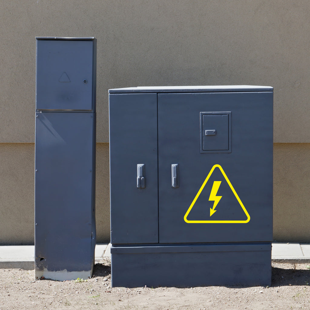 Electric Hazard Warning Sign Vinyl Decal – Triangle Bolt Symbol Sticker for Electrical Safety & Danger Zones